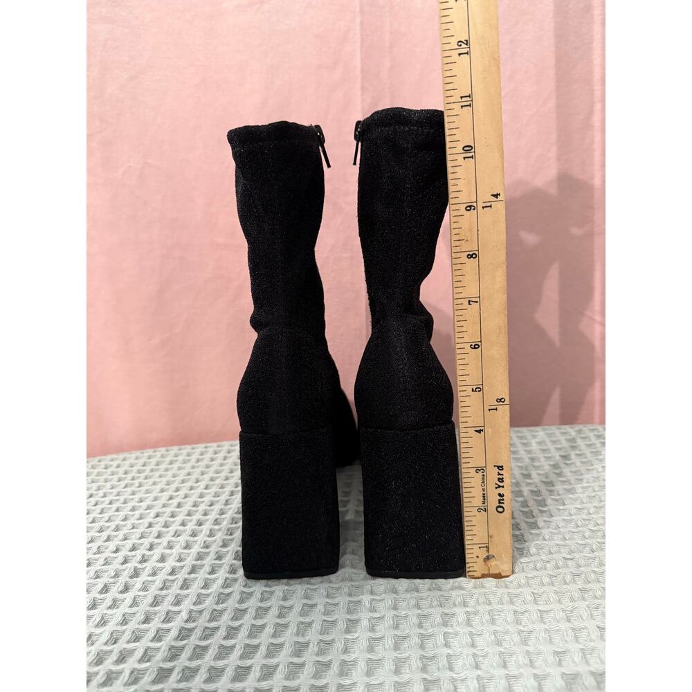 Abound Black Platform Sock Ankle Boots Women’s 8 Block Heel - Picture 7 of 7